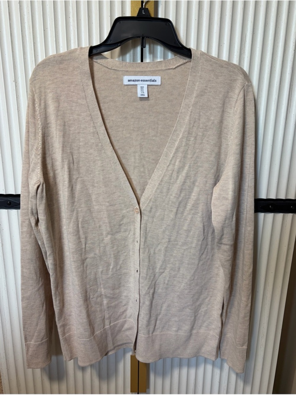 Amazon Essentials Beige V-Neck Button Front Cardigan